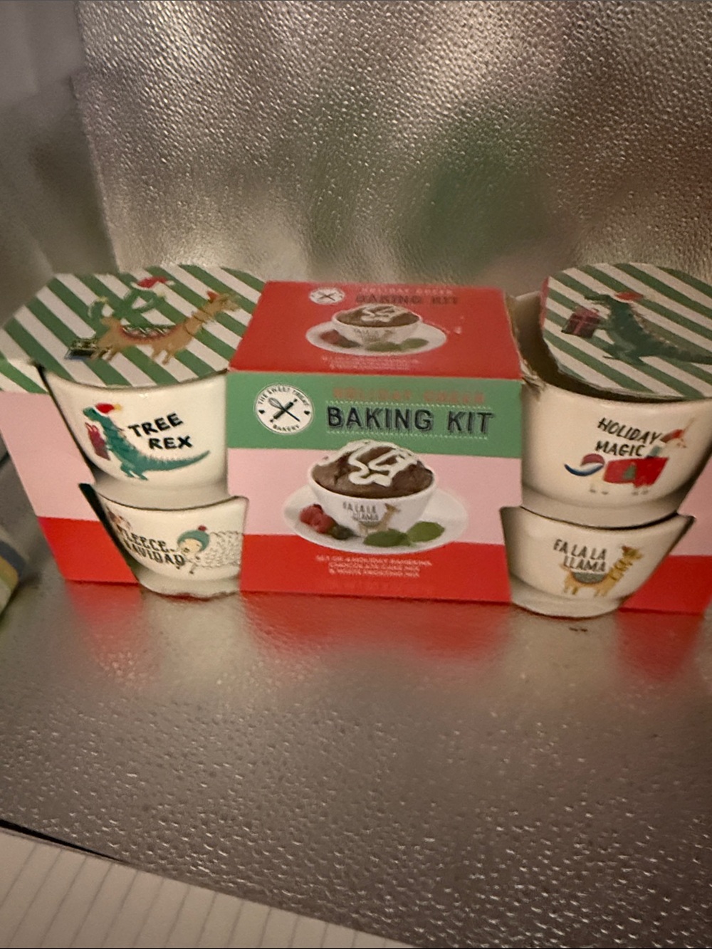 Holiday Cheer Baking Kit 4 Festive Ramekins for making treats in one bowl
